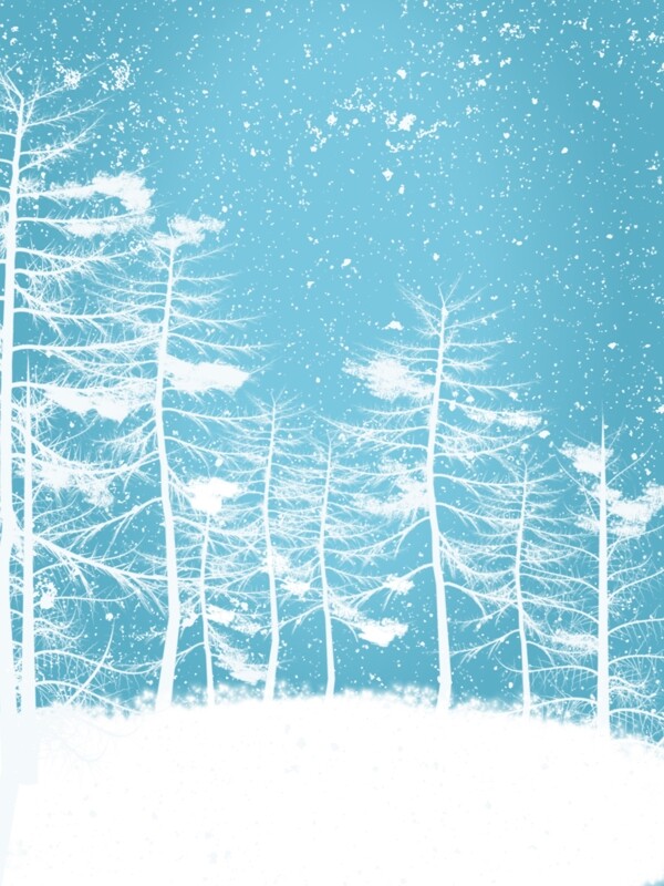 全原创手绘唯美冬季下雪背景图