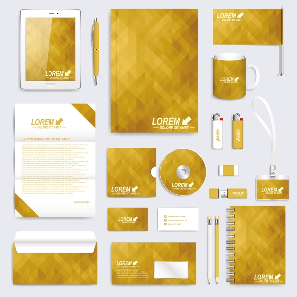 企业黄色系VI设计模板矢量素材