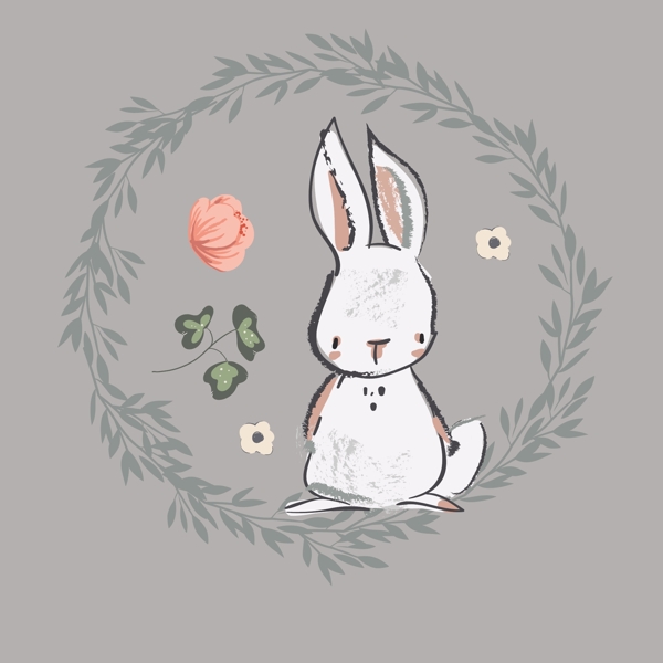 小兔子玫瑰花花边