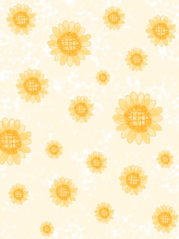 全原创小清新黄色向日葵手绘平铺碎花背景