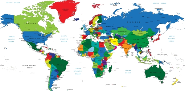 世界地图彩色背景矢量素材