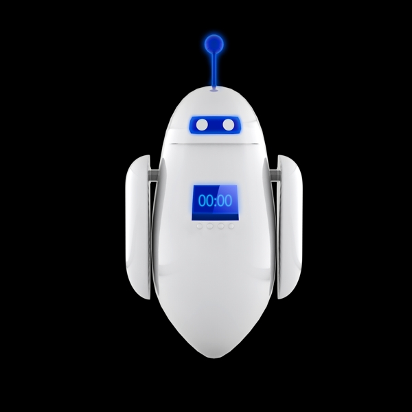 3D科技感人工智能外星悬浮飞行白色机器人