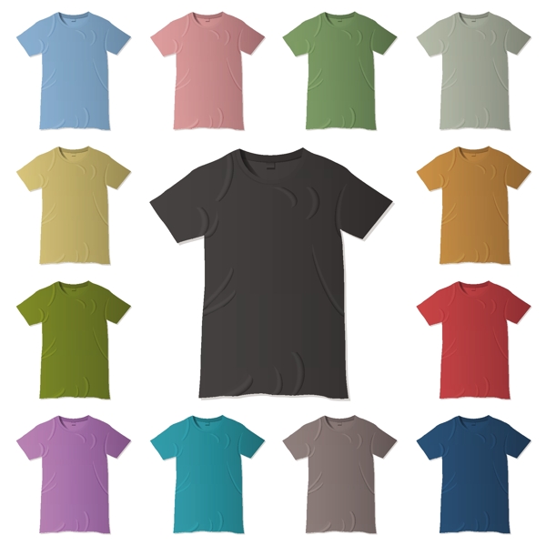 各种颜色的T恤设计模板矢量