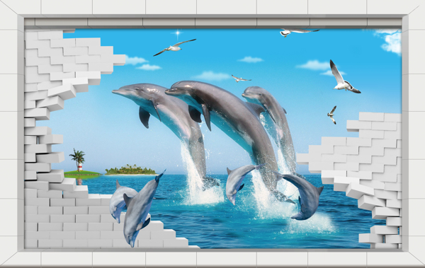 海豚背景墙