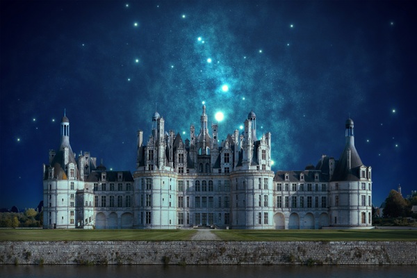 夜景星空城堡建筑创意图片壁纸