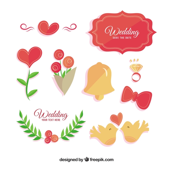 彩色婚礼用品装饰图形矢量素材
