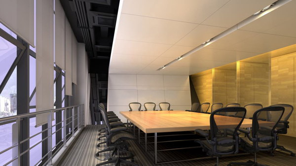 现代简约风格办公空间会议室效果图