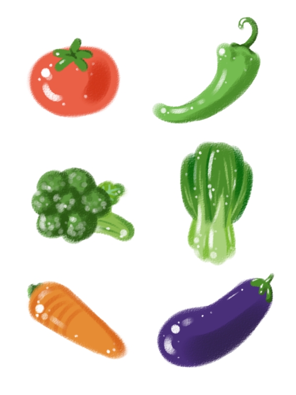 手绘彩色可爱蔬菜图