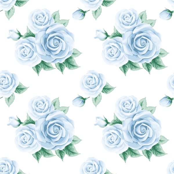 蓝色手绘玫瑰花蕾丝矢量背景