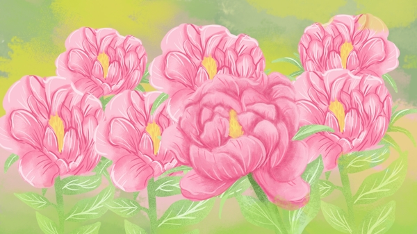 粉色鲜艳的花朵卡通背景