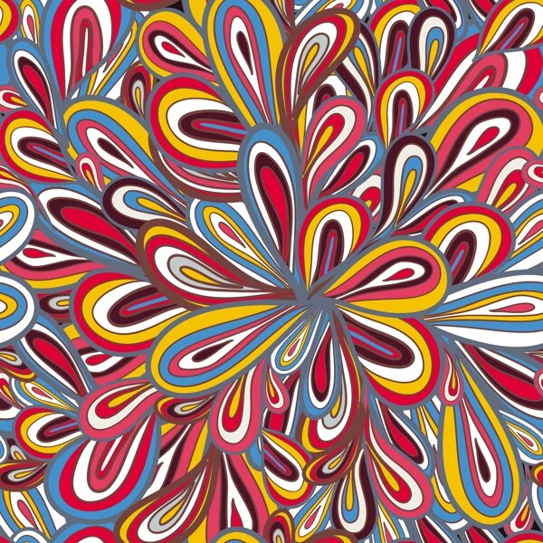 五颜六色的花卉图案设计01要素的无缝矢量