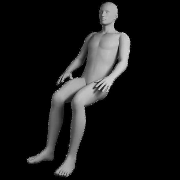 人体坐姿3D人体透明底