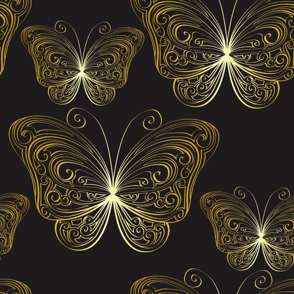 金色蝴蝶花纹图片