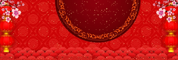 红色元旦春节中国年banner背景