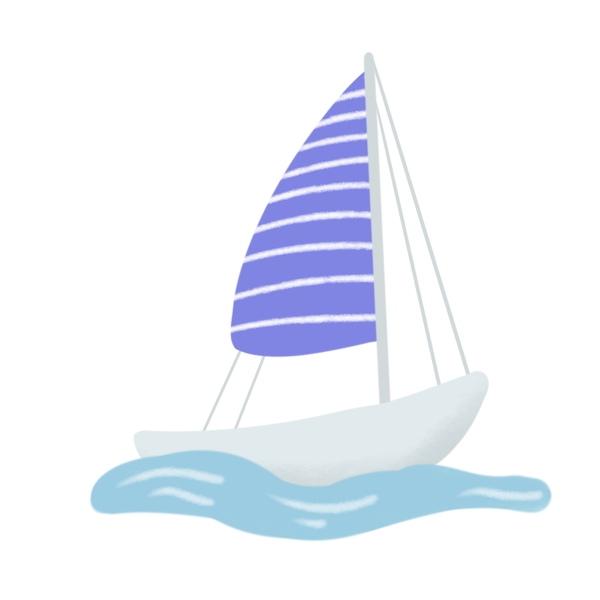 海上白色蓝帆小帆船