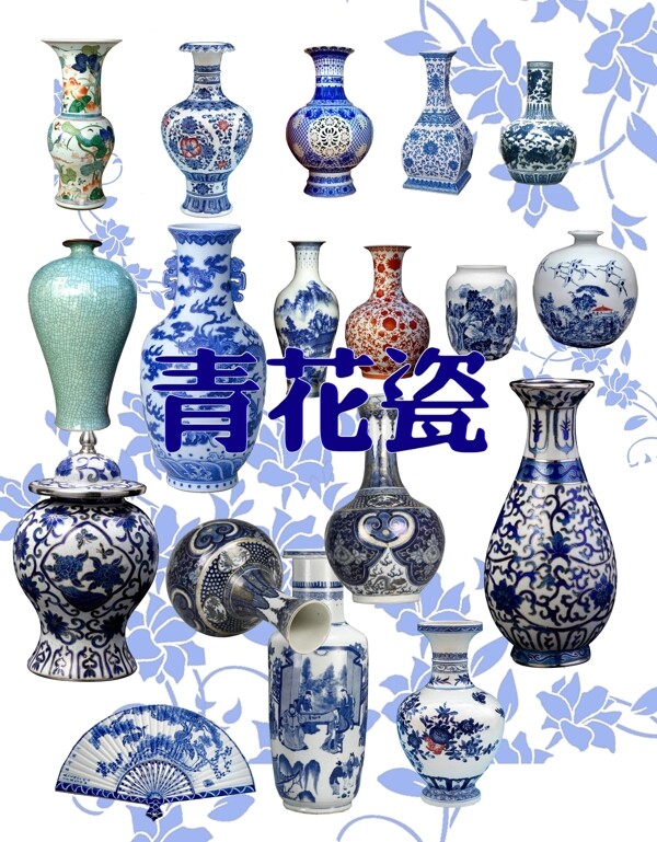 青花瓷花瓶素材图片
