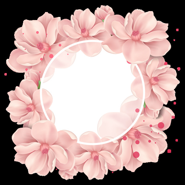 清新粉色花环樱花装饰元素
