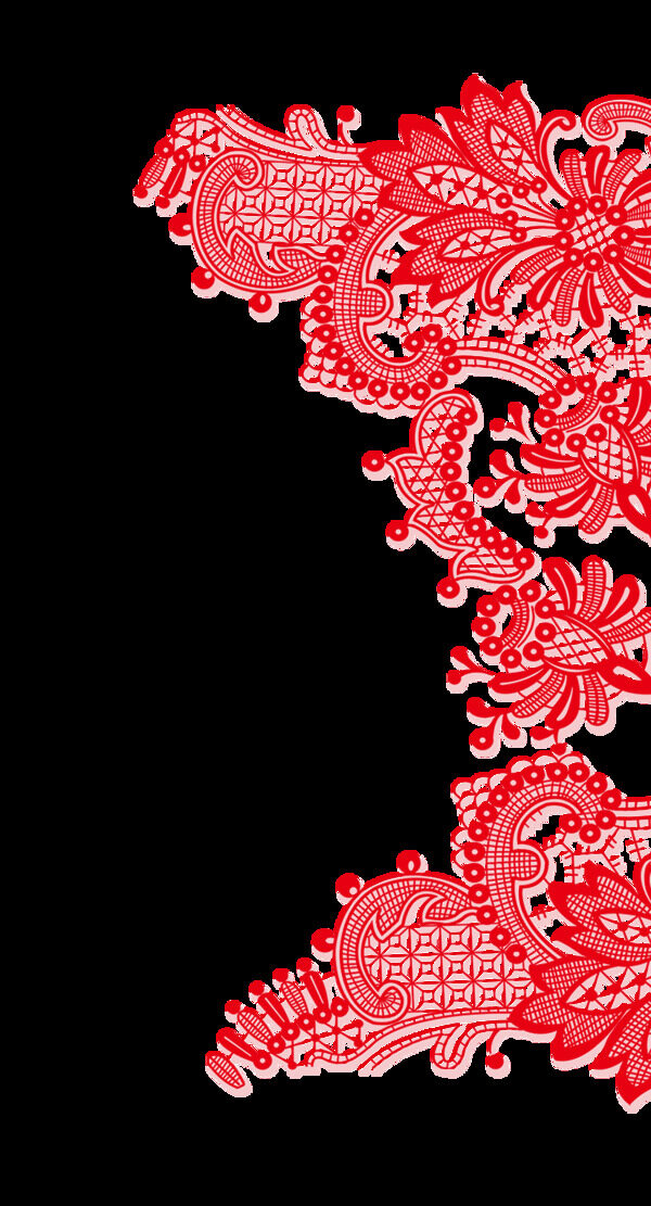 红色复古花纹装饰素材