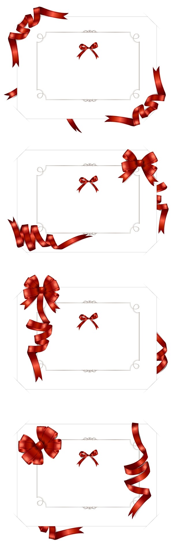 4张空白的卡片矢量素材模型绕带