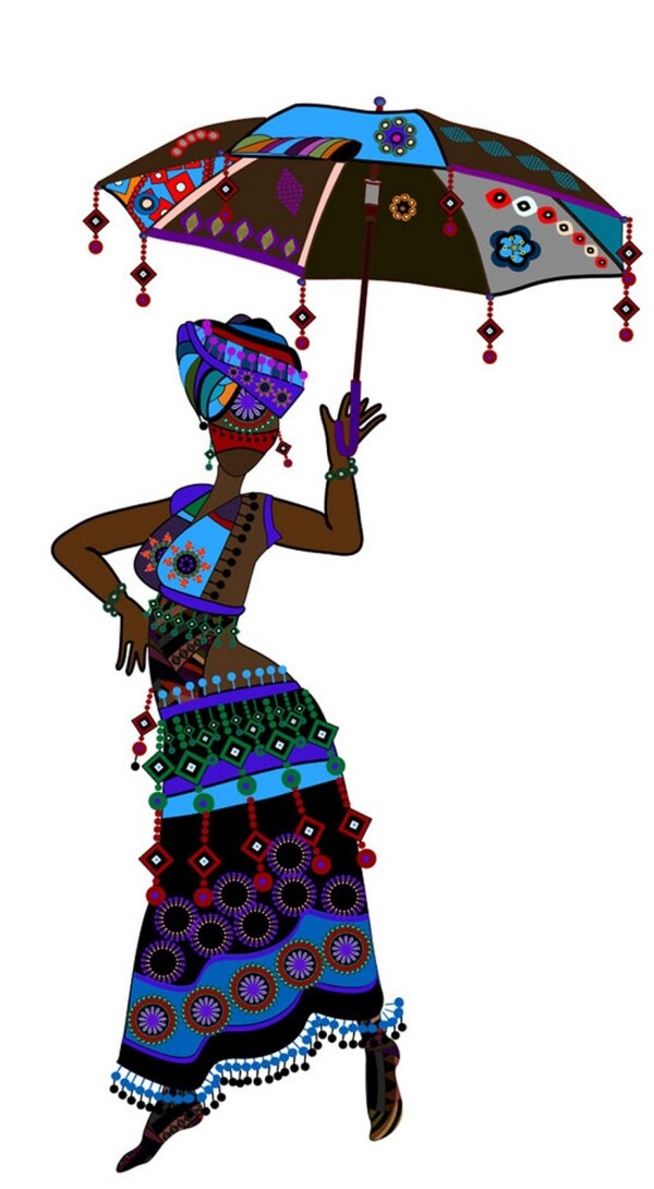撑伞的非洲女人图片