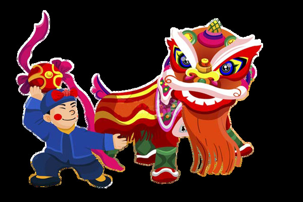 中国风新年舞狮PNG元素