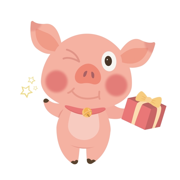 新年猪年卡通矢量惊喜礼品