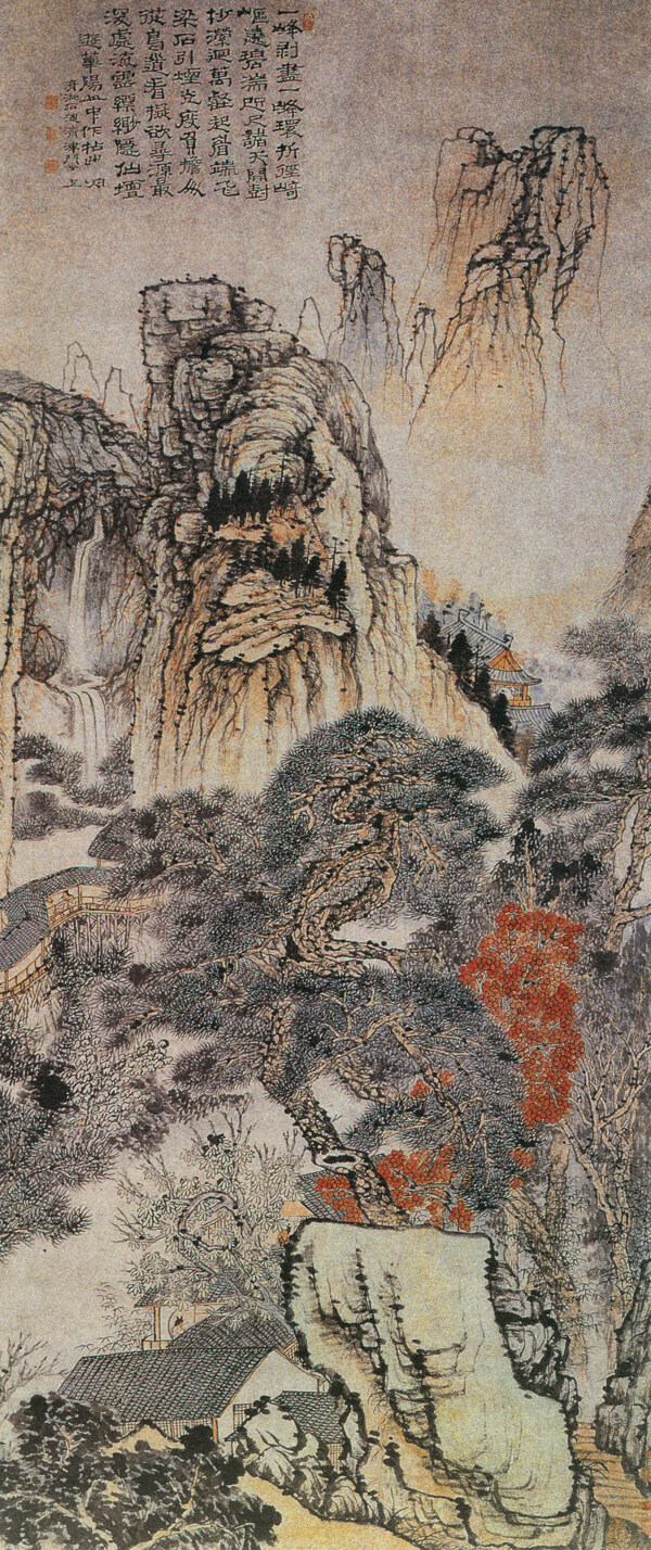 名家原济山水名画书画游华阳山图