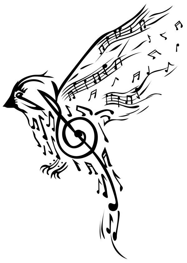 音乐符号鸟图片