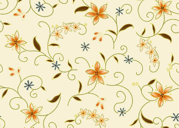 黄色花纹布艺壁纸
