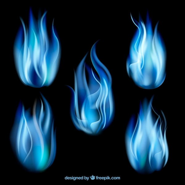 5款蓝色火焰设计矢量素材