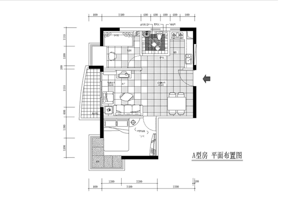 汇君城A户型现代风格平面方案