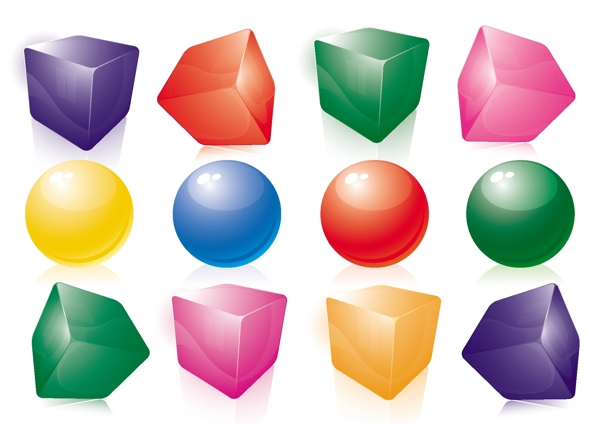彩色球和立方体矢量