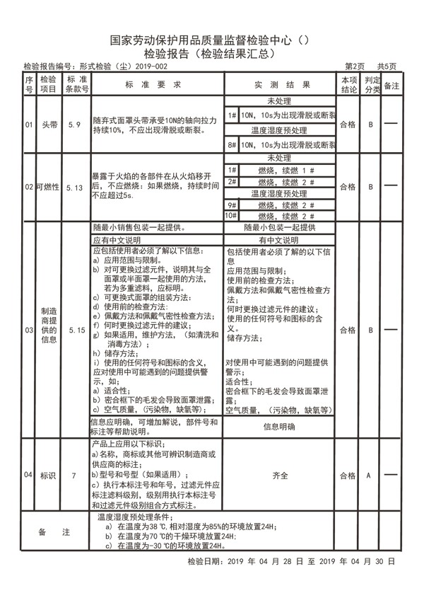 证书口罩检验检测