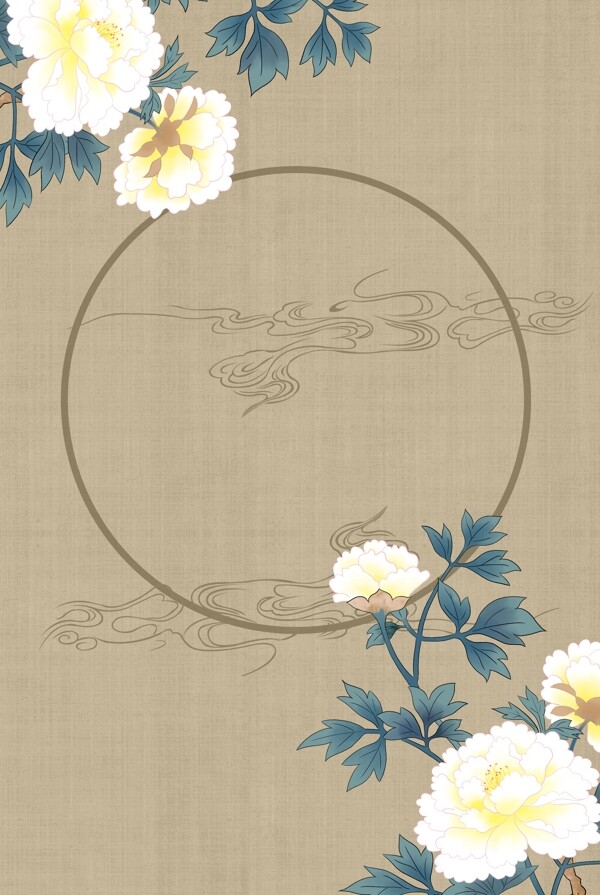 古典花卉传统古风工笔画中国风背景