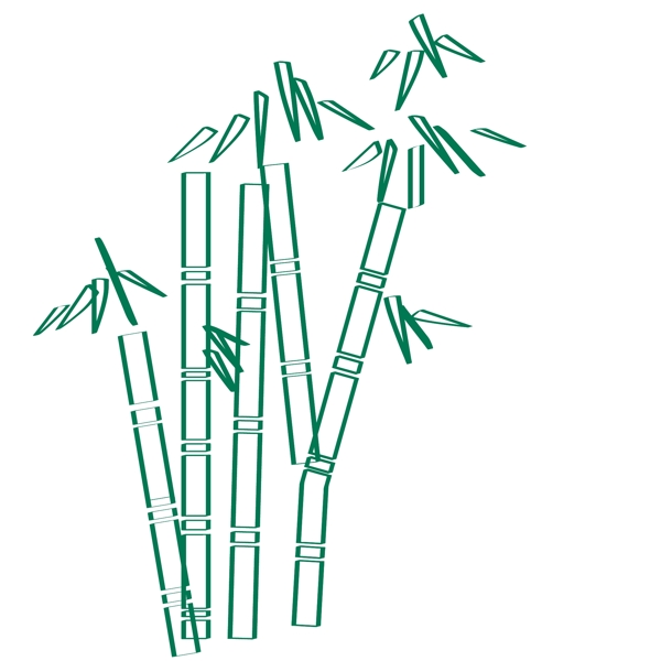 矢量竹叶手绘线条线性图形