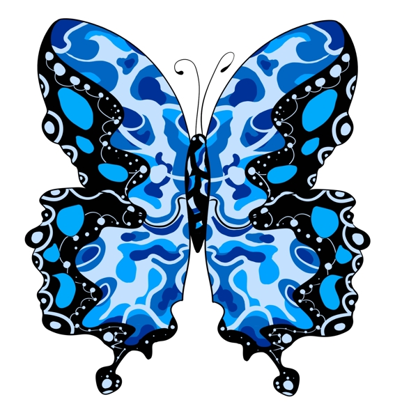 蝴蝶蓝色迷彩装饰图案