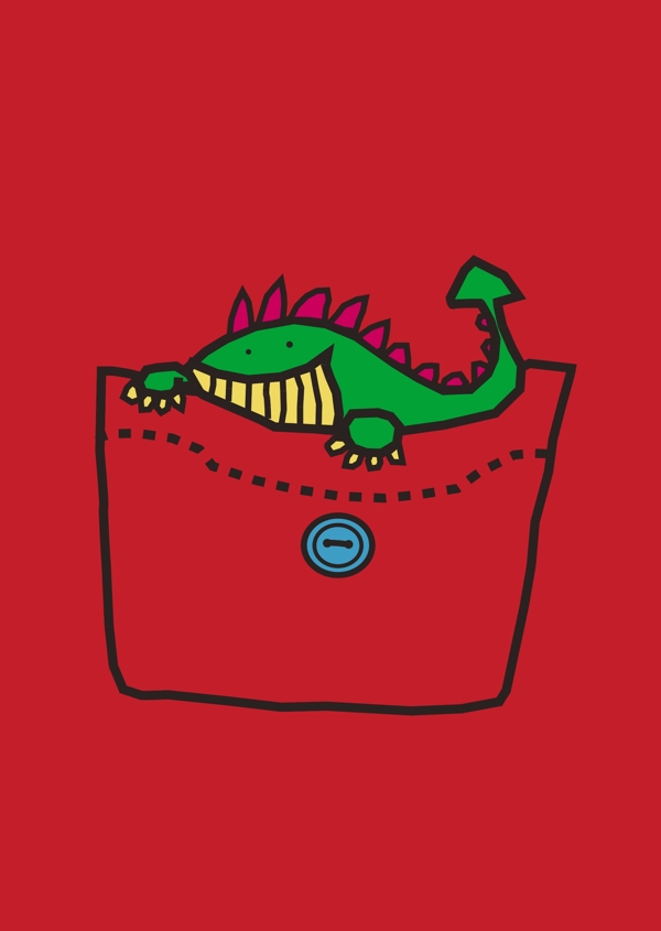 印花矢量图动物鳄鱼色彩红色免费素材