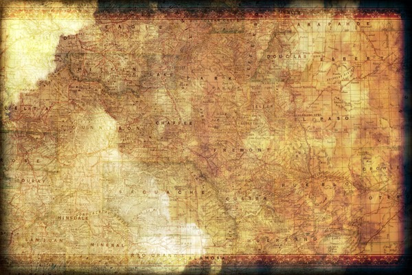 老式的科罗拉多州地图