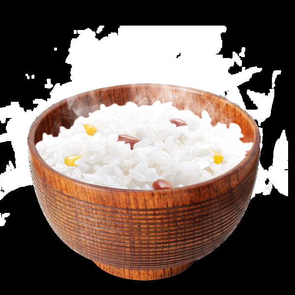 黄色木碗米饭png元素