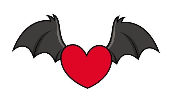 蝙蝠的翅膀万圣节插画矢量飞行邪恶的心