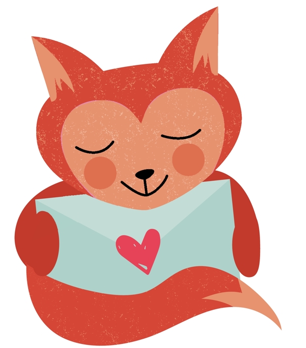狐狸高清卡通手绘爱心情侣动物矢量素材