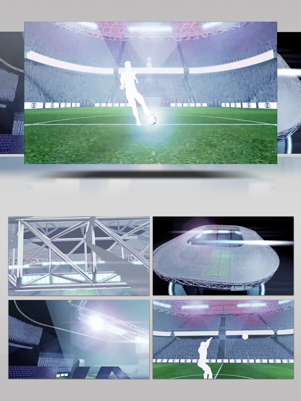 踢球及足球场所搭建动画模拟视频