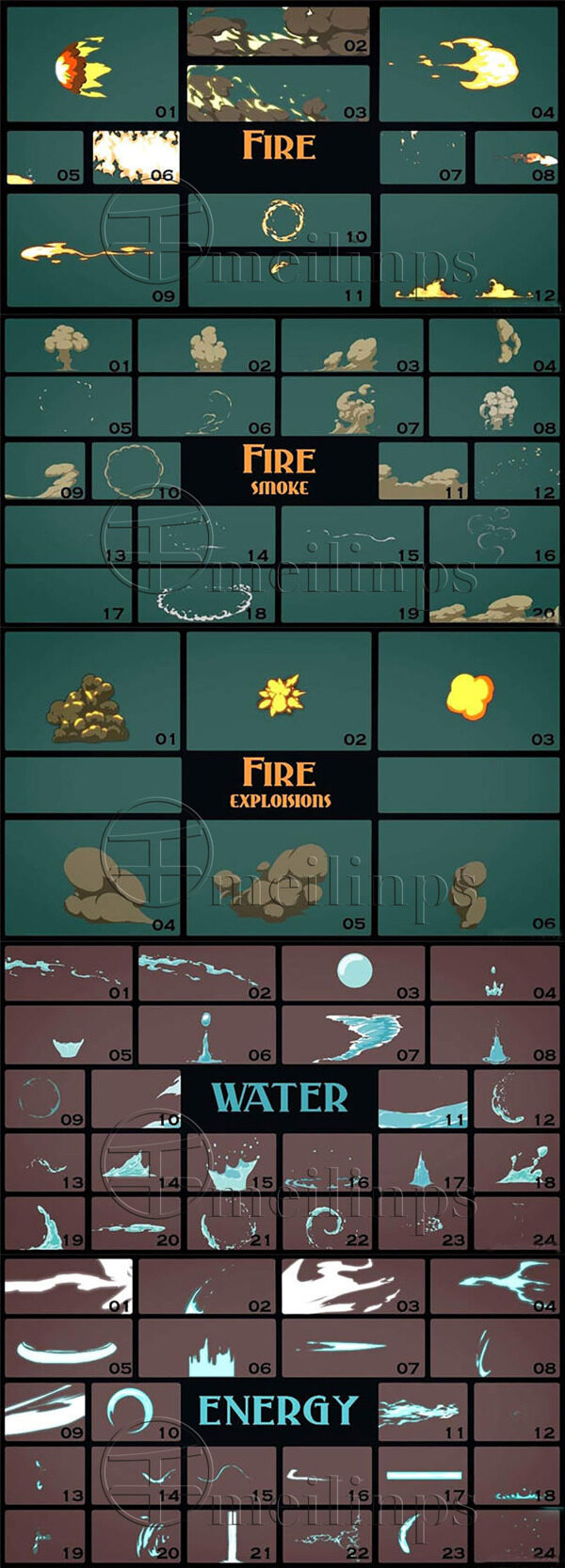 水火电的二维卡通特效动画视频素材包AE