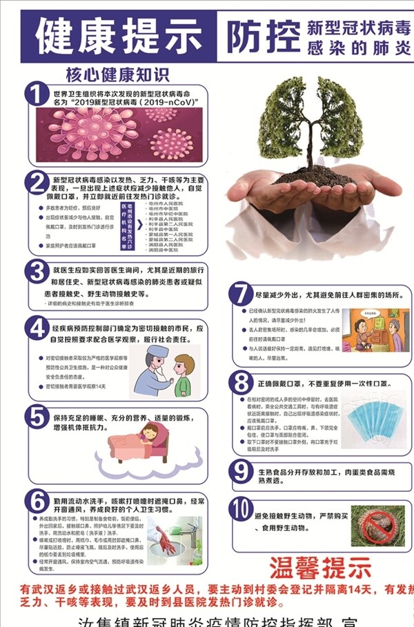 健康提示防控冠状病毒