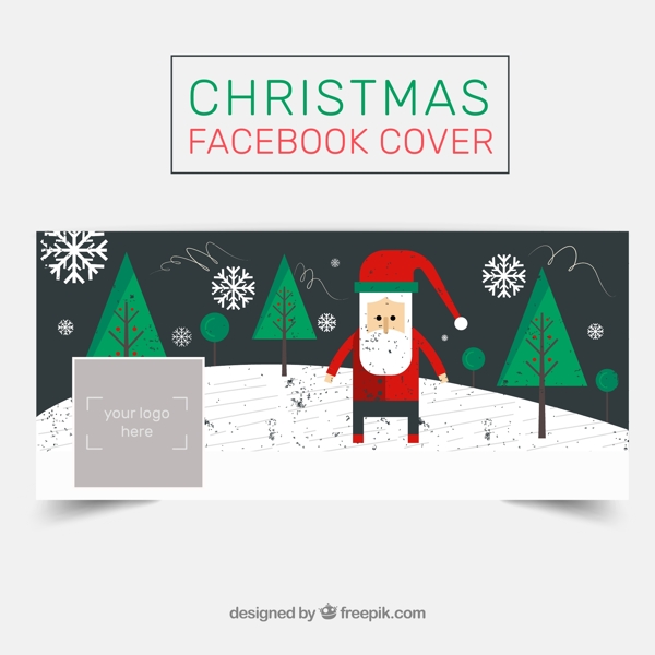 圣诞老人脸书封面图片矢量图