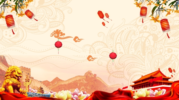 彩绘大气中国风春节背景设计