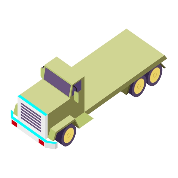 2.5d交通工具卡车绿色矢量元素