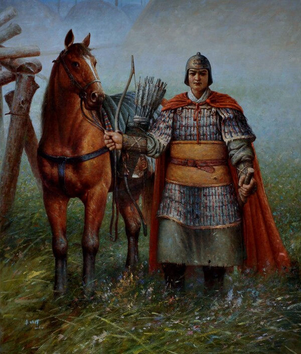 油画骑士图片