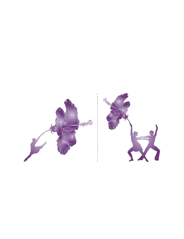 紫色花朵舞者剪影
