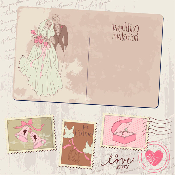 婚礼贺卡邮票图片